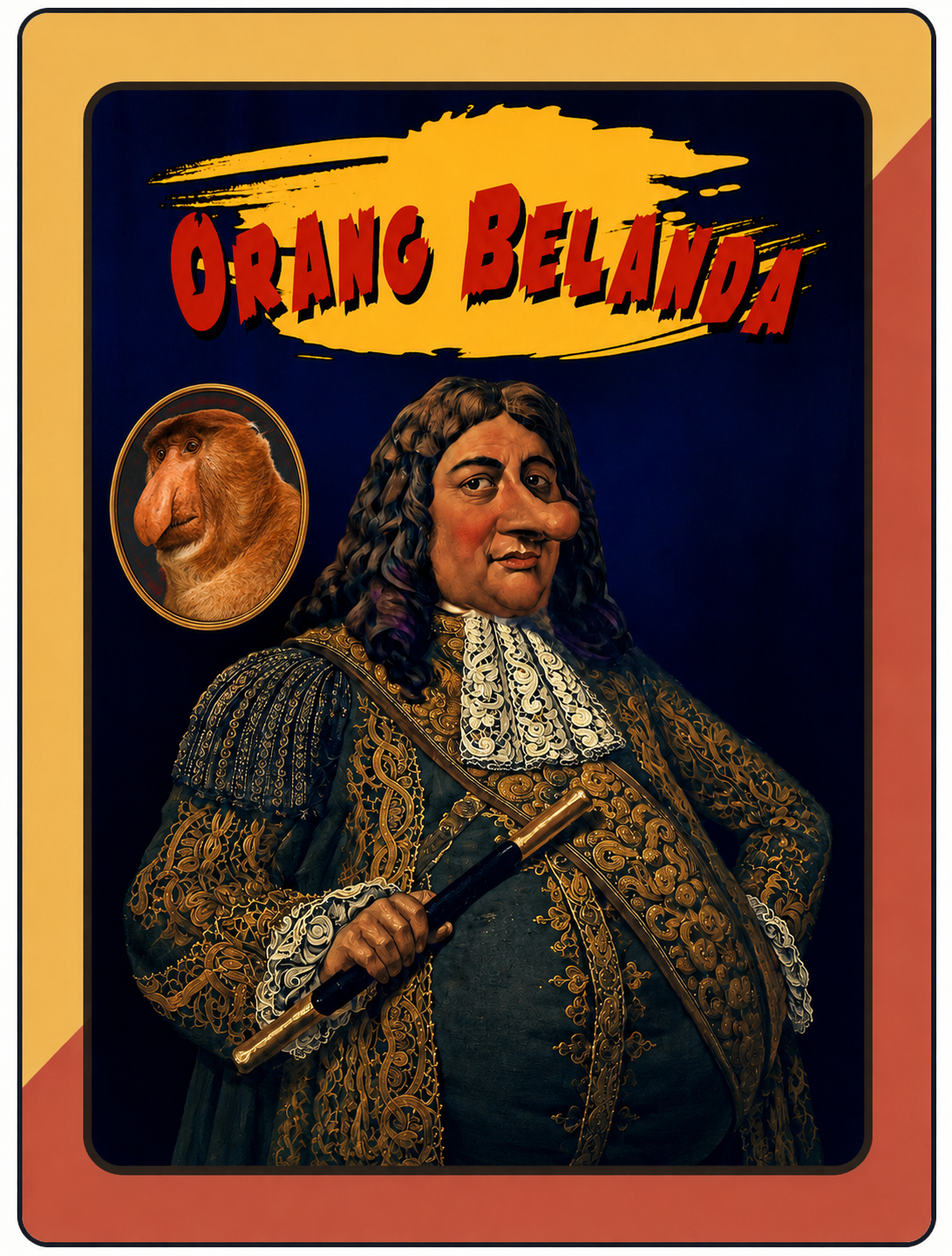 Omslag Orang Belanda met VOC-figuur en neusaap